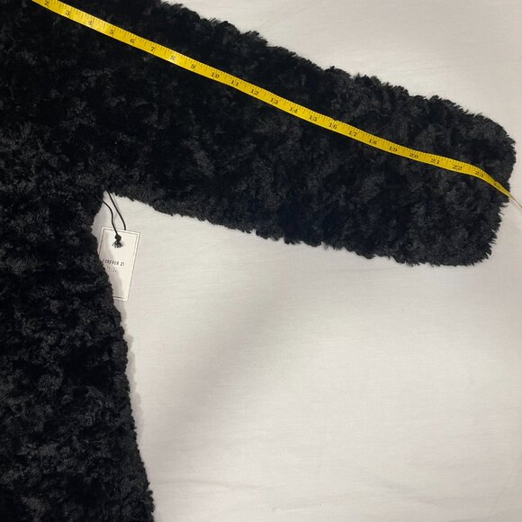 Forever 21 Black Faux Fur Coat – Soft Plush Long Sleeve Jacket – Size 2X - Picture 8 of 8